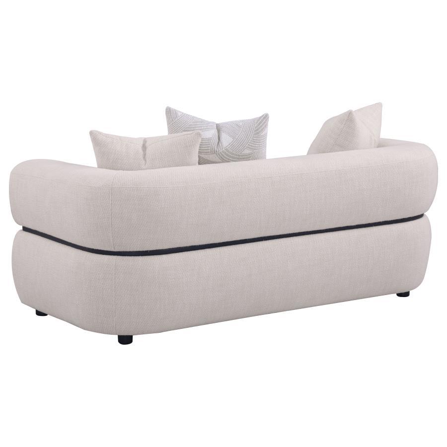 Jeanette - 73" Fabric Upholstered Round Arm Loveseat - Beige Stationary Loveseat modern furniture Contempo Furniture