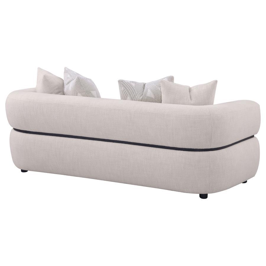 Jeanette - 84" Fabric Upholstered Round Arm Sofa - Beige Stationary Sofa modern furniture Contempo Furniture