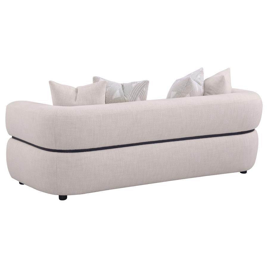 Jeanette - 84" Fabric Upholstered Round Arm Sofa - Beige Stationary Sofa modern furniture Contempo Furniture