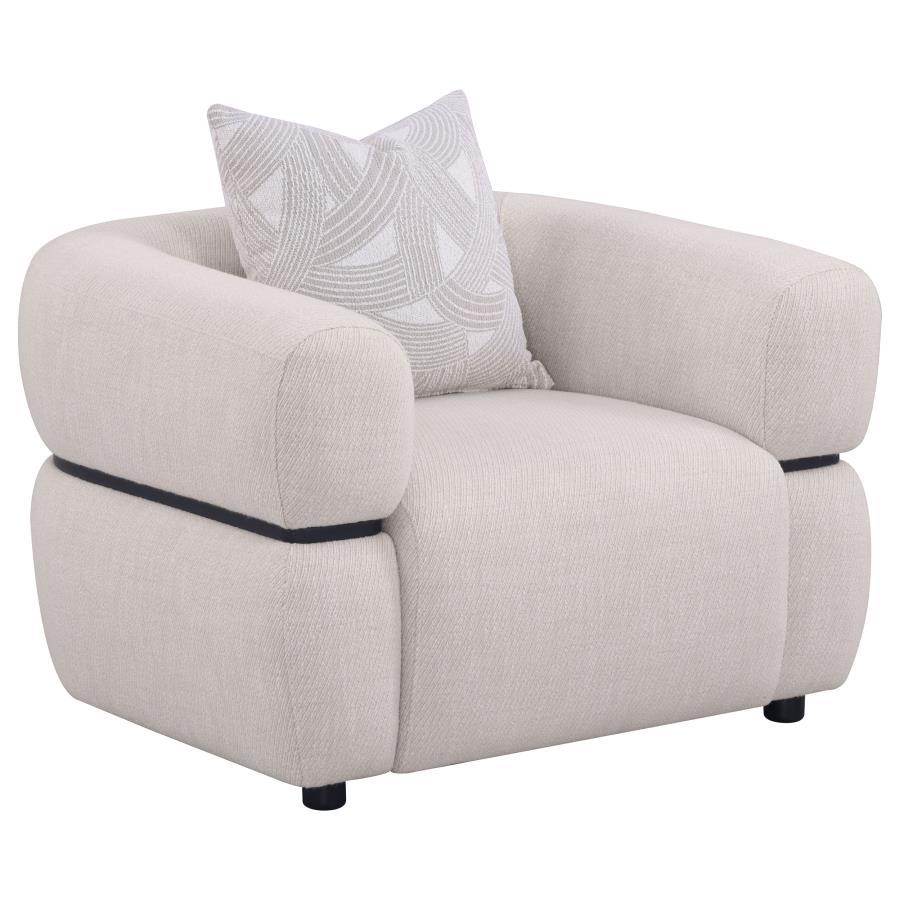 Jeanette - Fabric Upholstered Round Arm Accent Chair - Beige Arm Chair modern furniture Contempo Furniture