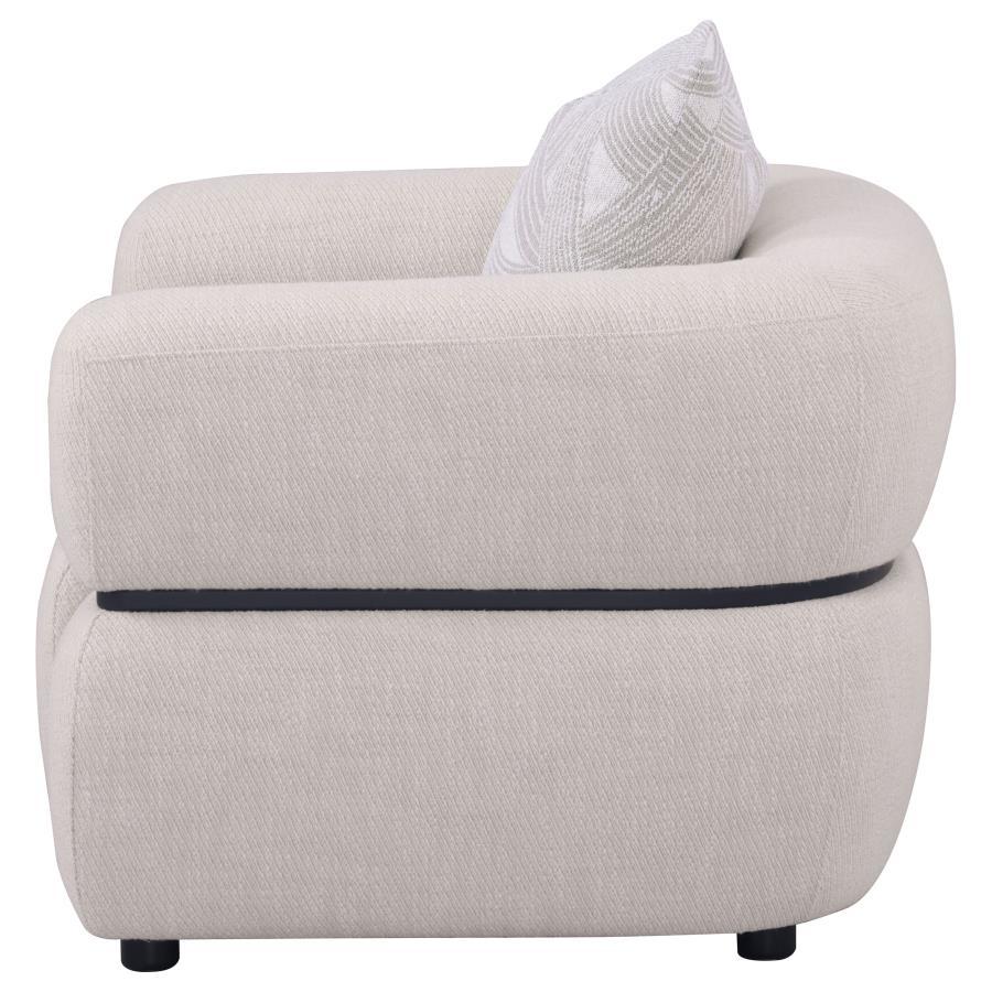 Jeanette - Fabric Upholstered Round Arm Accent Chair - Beige Arm Chair modern furniture Contempo Furniture