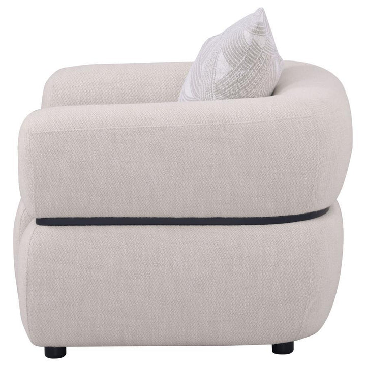 Jeanette - Fabric Upholstered Round Arm Accent Chair - Beige Arm Chair modern furniture Contempo Furniture