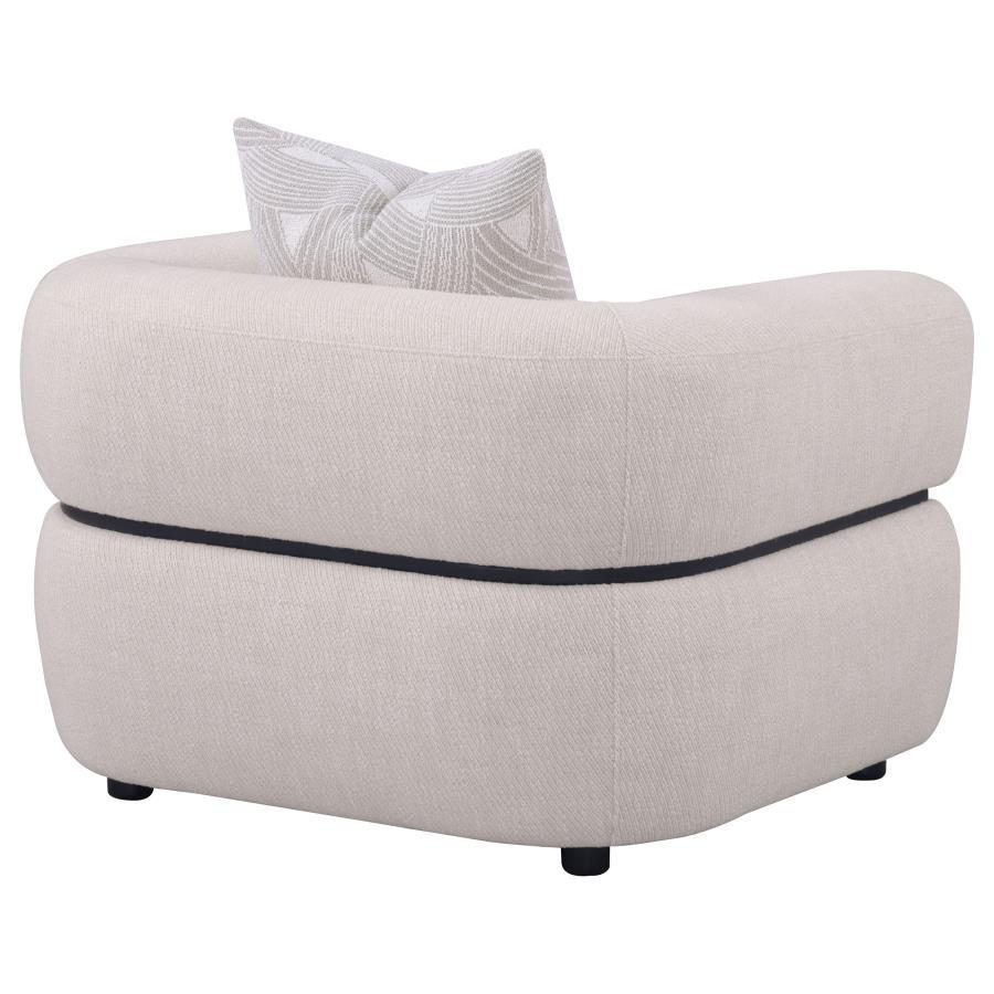 Jeanette - Fabric Upholstered Round Arm Accent Chair - Beige Arm Chair modern furniture Contempo Furniture