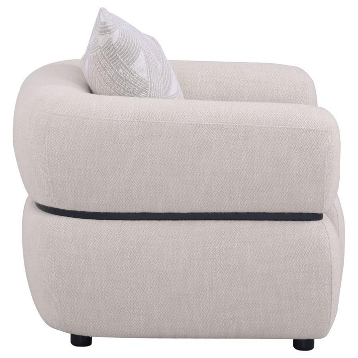Jeanette - Fabric Upholstered Round Arm Accent Chair - Beige Arm Chair modern furniture Contempo Furniture