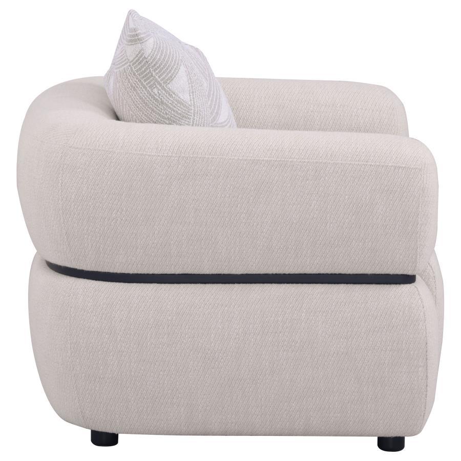Jeanette - Fabric Upholstered Round Arm Accent Chair - Beige Arm Chair modern furniture Contempo Furniture
