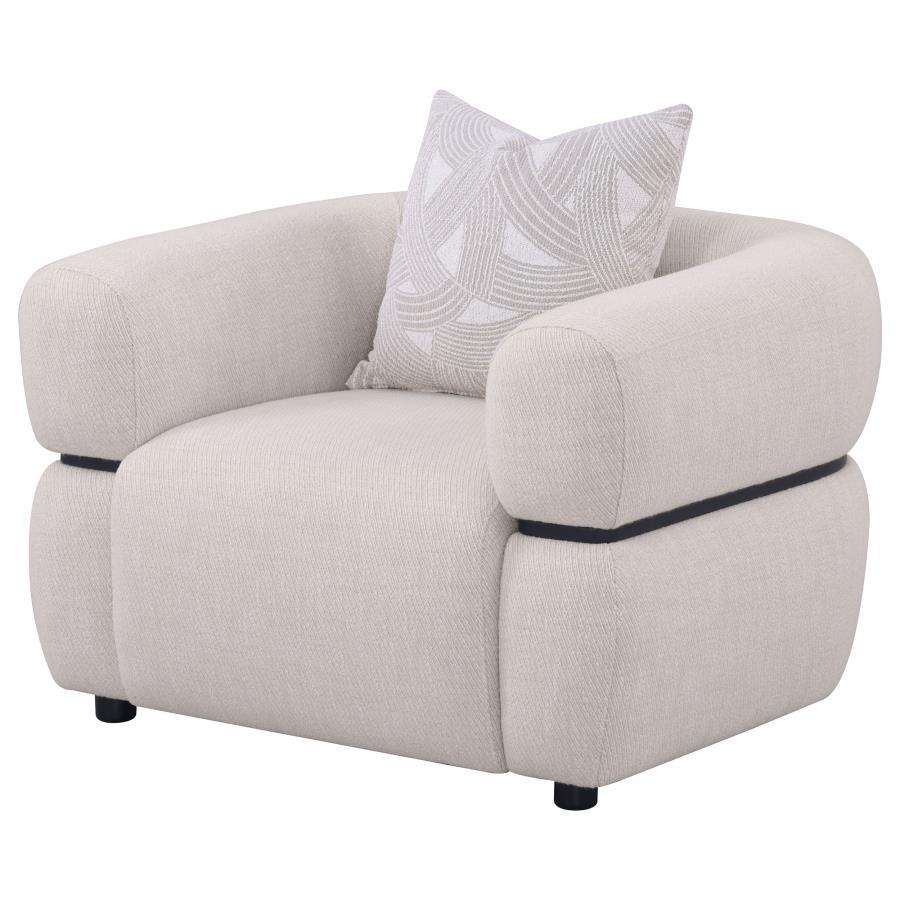 Jeanette - Fabric Upholstered Round Arm Accent Chair - Beige Arm Chair modern furniture Contempo Furniture