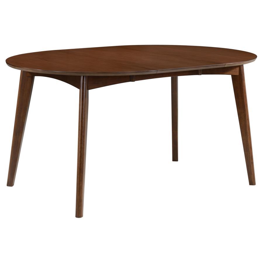 Jedda - Oval Extension Leaf Dining Table - Dark Walnut Dining Table with Extension modern furniture Contempo Furniture