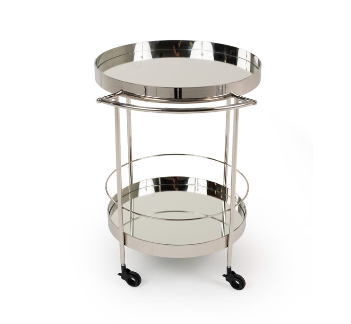Jeeves - Modern Stainless Steel + Mirror Rolling Cart