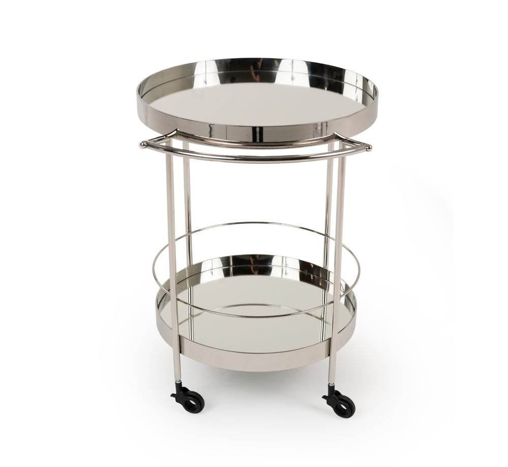 Jeeves - Modern Stainless Steel + Mirror Rolling Cart