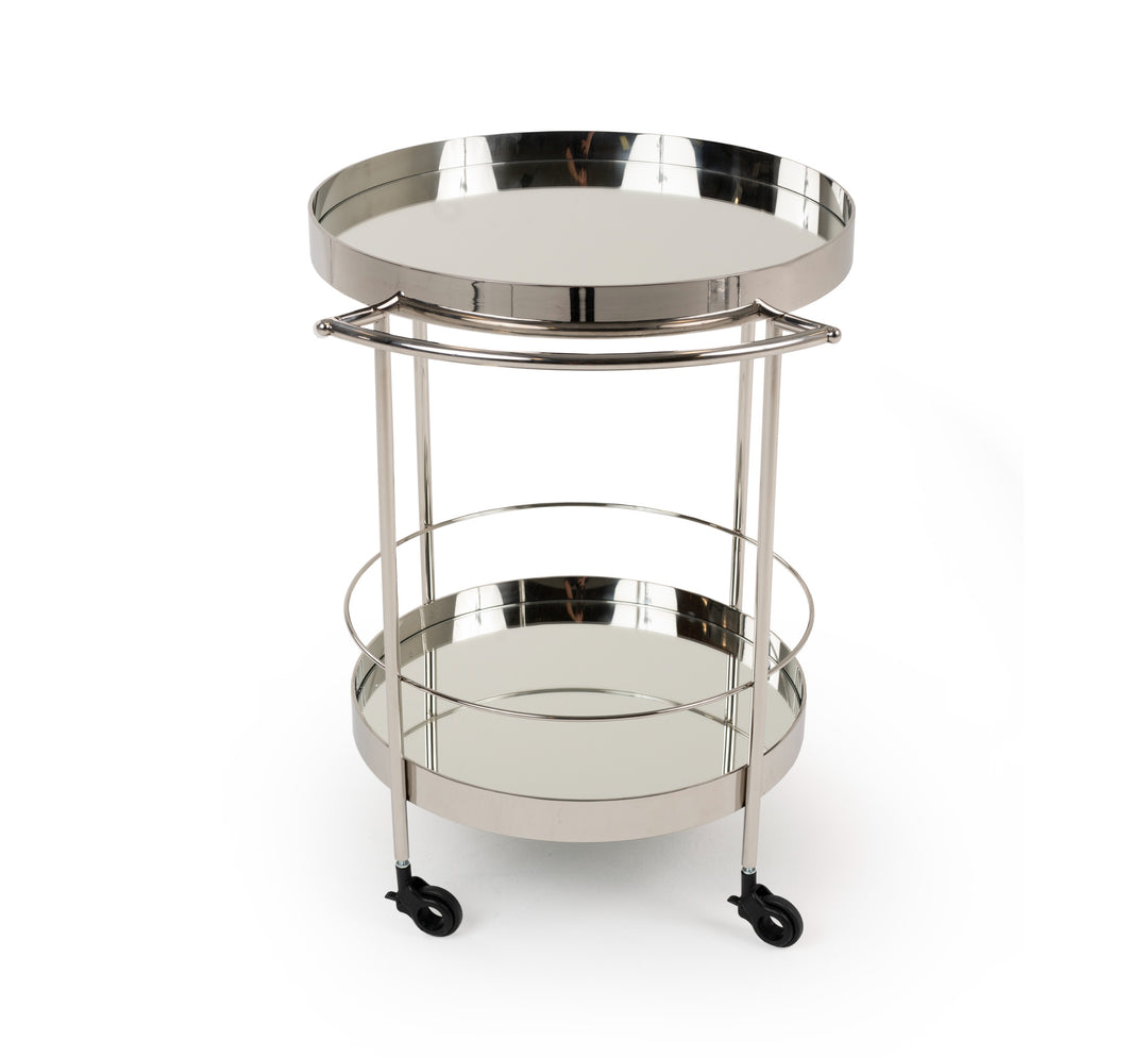 Jeeves - Modern Stainless Steel + Mirror Rolling Cart