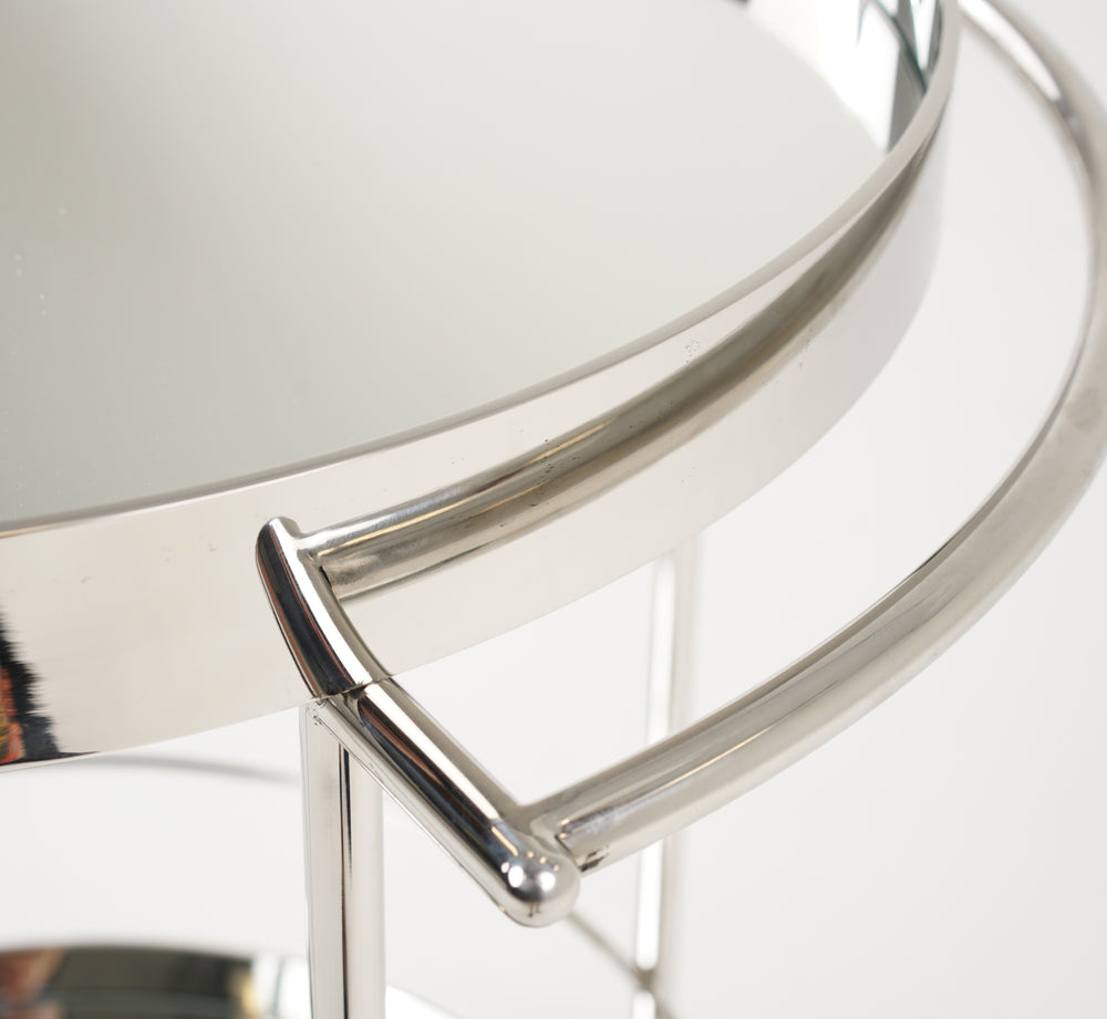 Jeeves - Modern Stainless Steel + Mirror Rolling Cart - View 2