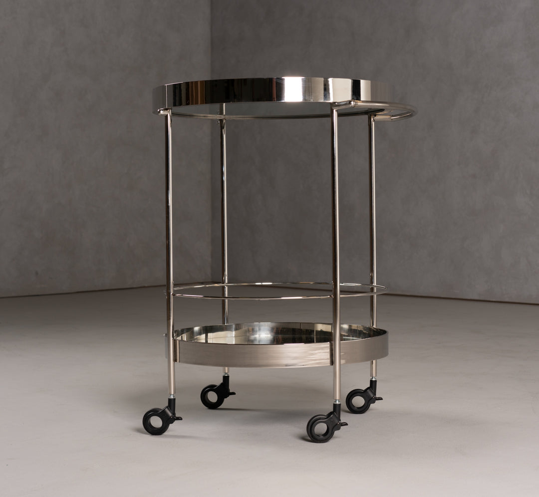 Jeeves  Modern Stainless Steel + Mirror Rolling Cart