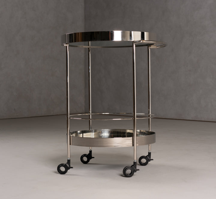 Jeeves - Modern Stainless Steel + Mirror Rolling Cart