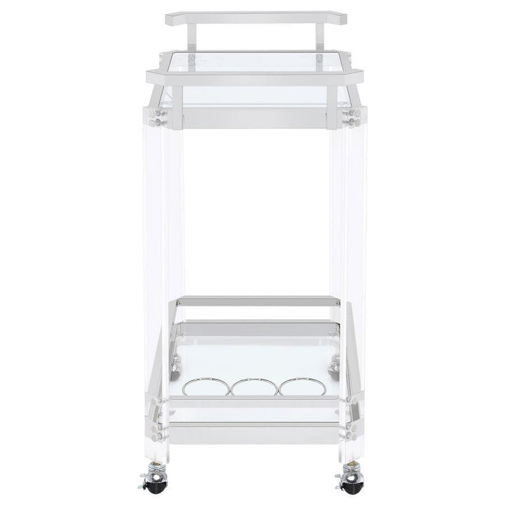 Jefferson - 2 - Tier Glass Shelf Acrylic Bar Cart - Chrome Bar Cart modern furniture Contempo Furniture