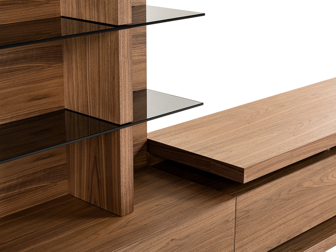 Jefferson  Mid-Century Modern Reversible Walnut Entertainment Center