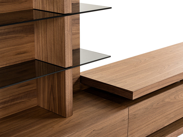 Jefferson  Mid-Century Modern Reversible Walnut Entertainment Center