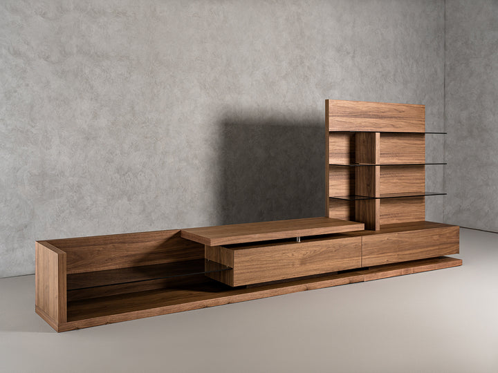 Jefferson  Mid-Century Modern Reversible Walnut Entertainment Center