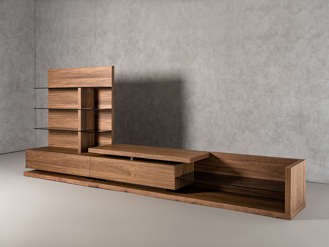 Jefferson  Mid-Century Modern Reversible Walnut Entertainment Center