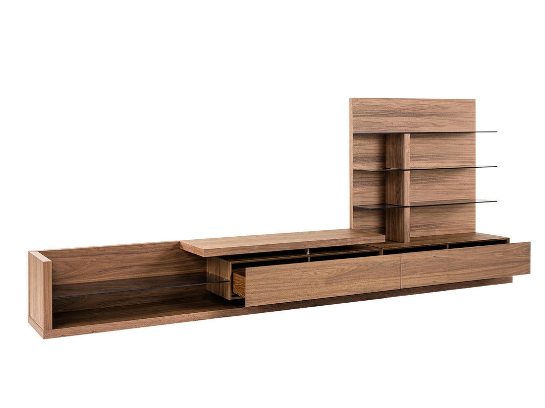 Jefferson  Mid-Century Modern Reversible Walnut Entertainment Center