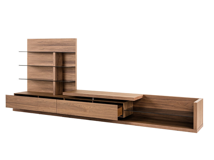 Jefferson  Mid-Century Modern Reversible Walnut Entertainment Center