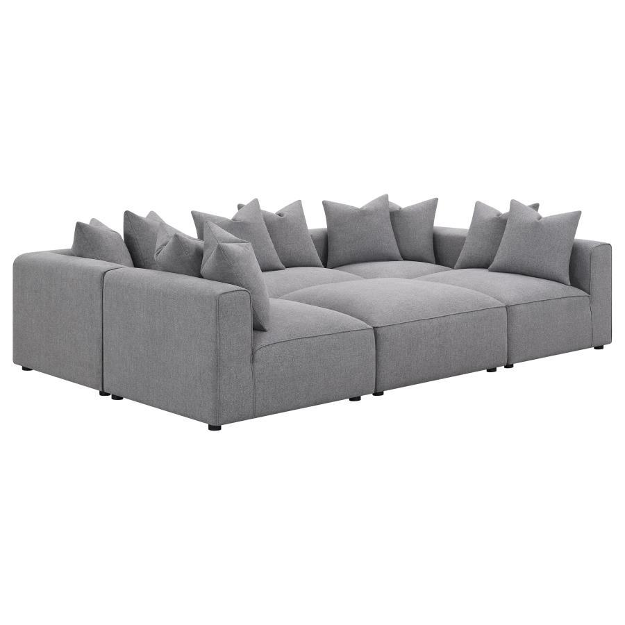 Jennifer - 6 Piece Upholstered Modular Sectional - Gray Stationary Sectional modern furniture Contempo Furniture
