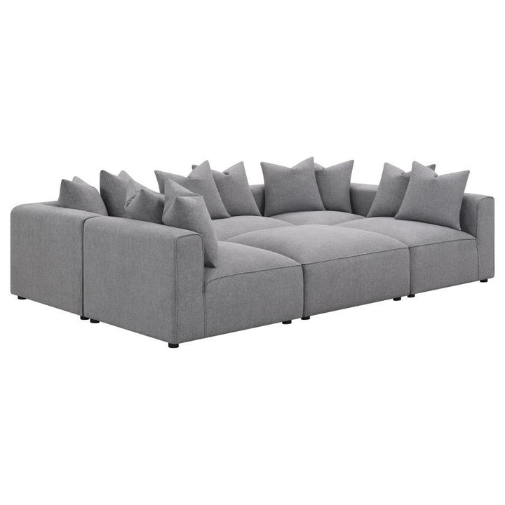 Jennifer - 6 Piece Upholstered Modular Sectional - Gray Stationary Sectional modern furniture Contempo Furniture