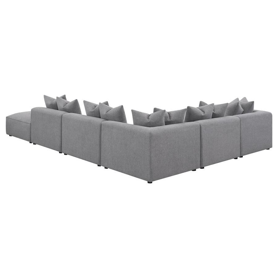 Jennifer - 6 Piece Upholstered Modular Sectional - Gray Stationary Sectional modern furniture Contempo Furniture