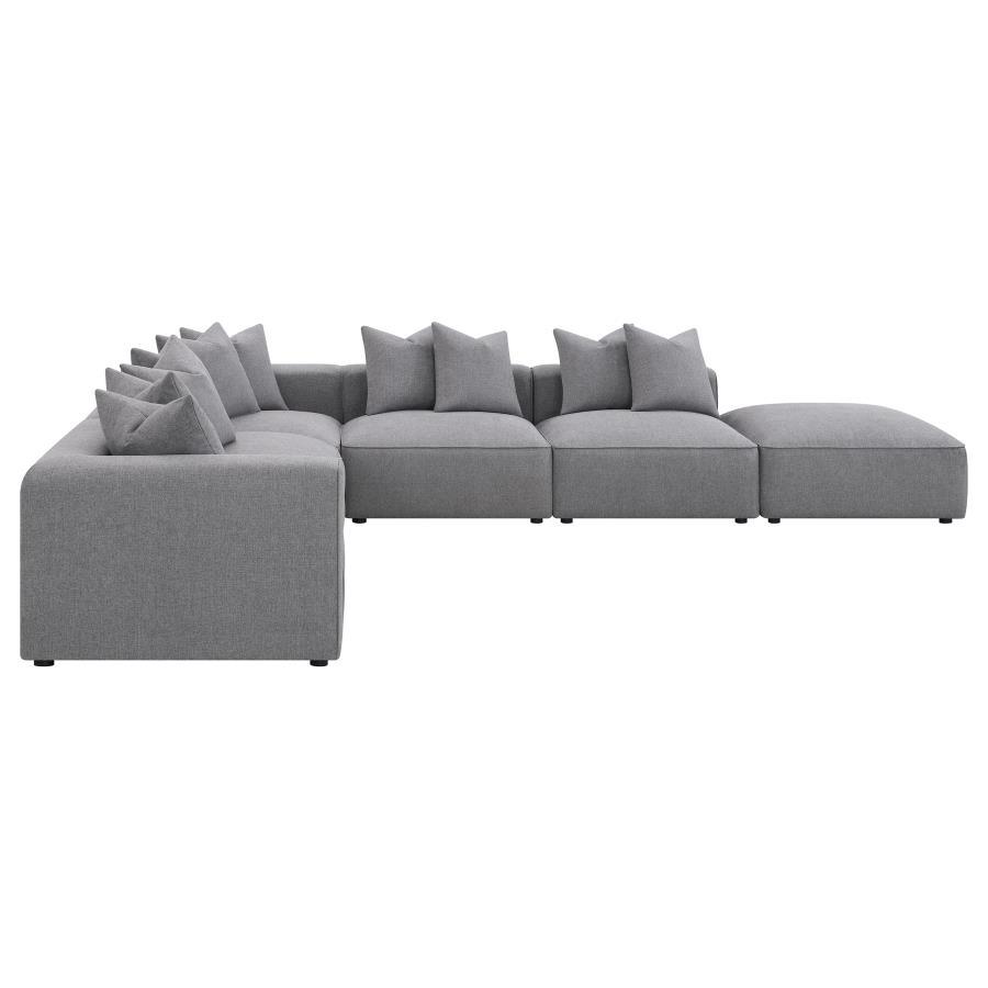 Jennifer - 6 Piece Upholstered Modular Sectional - Gray Stationary Sectional modern furniture Contempo Furniture