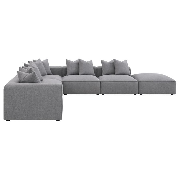 Jennifer - 6 Piece Upholstered Modular Sectional - Gray Stationary Sectional modern furniture Contempo Furniture