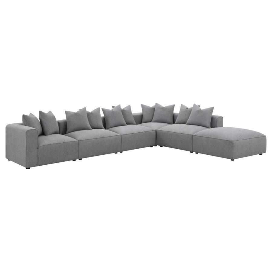 Jennifer - 6 Piece Upholstered Modular Sectional - Gray Stationary Sectional modern furniture Contempo Furniture