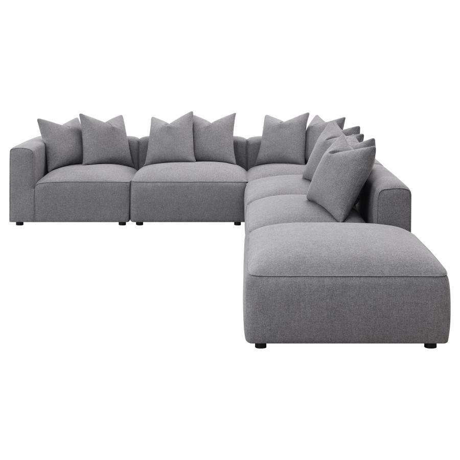 Jennifer - 6 Piece Upholstered Modular Sectional - Gray Stationary Sectional modern furniture Contempo Furniture