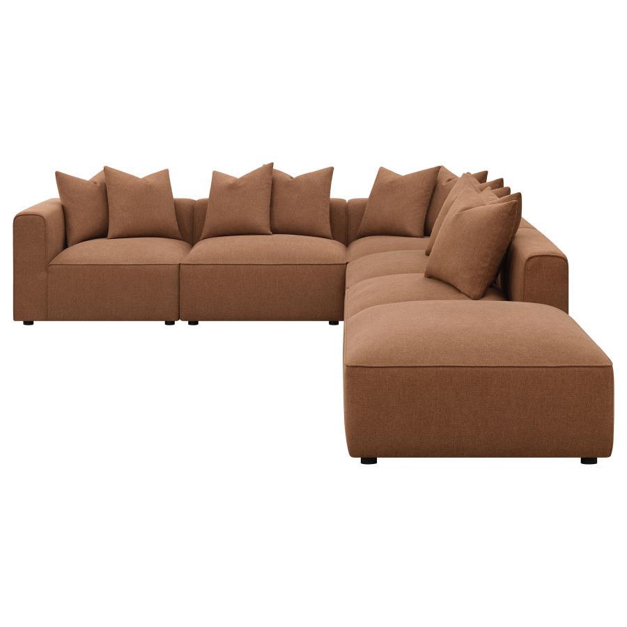 Jennifer - 6 Piece Upholstered Modular Sectional - Terracotta Stationary Sectional modern furniture Contempo Furniture
