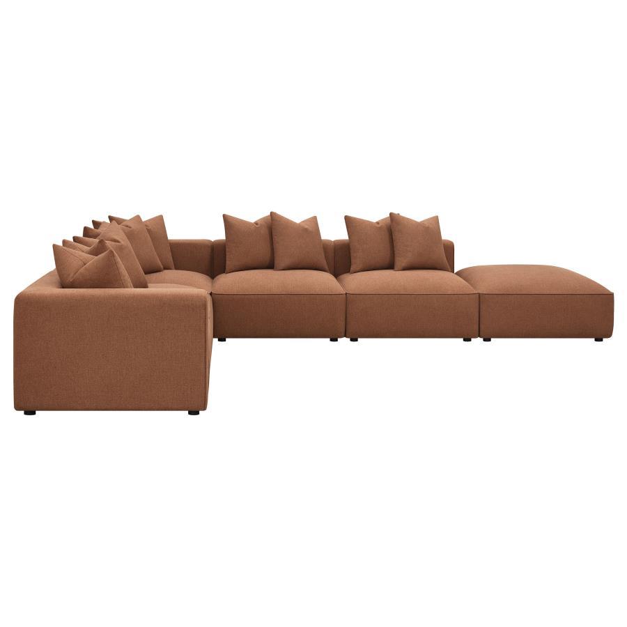 Jennifer - 6 Piece Upholstered Modular Sectional - Terracotta Stationary Sectional modern furniture Contempo Furniture