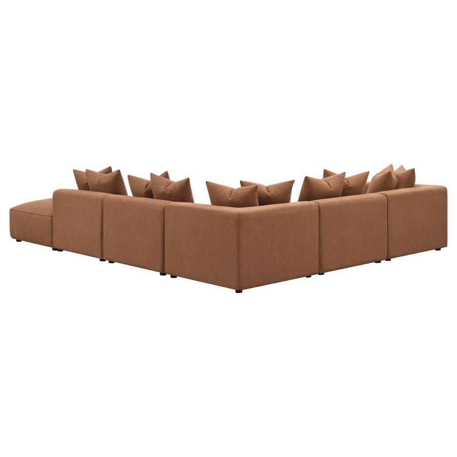 Jennifer - 6 Piece Upholstered Modular Sectional - Terracotta Stationary Sectional modern furniture Contempo Furniture