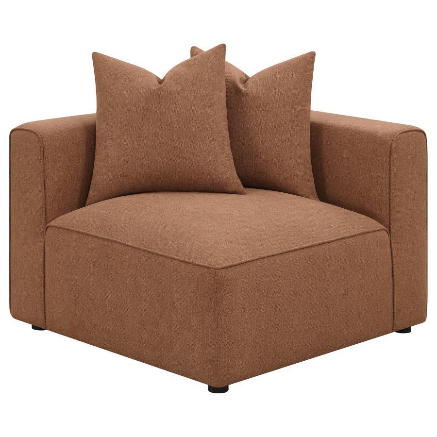 Jennifer - 6 Piece Upholstered Modular Sectional - Terracotta Stationary Sectional modern furniture Contempo Furniture