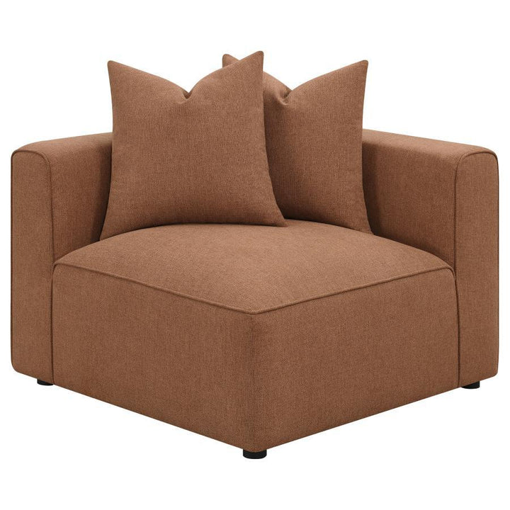 Jennifer - 6 Piece Upholstered Modular Sectional - Terracotta Stationary Sectional modern furniture Contempo Furniture