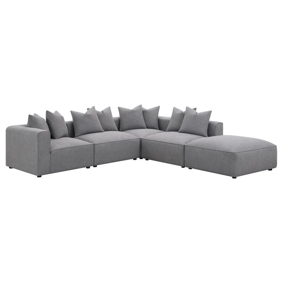 Jennifer - Square Upholstered Ottoman - Gray Upholstered Ottoman modern furniture Contempo Furniture