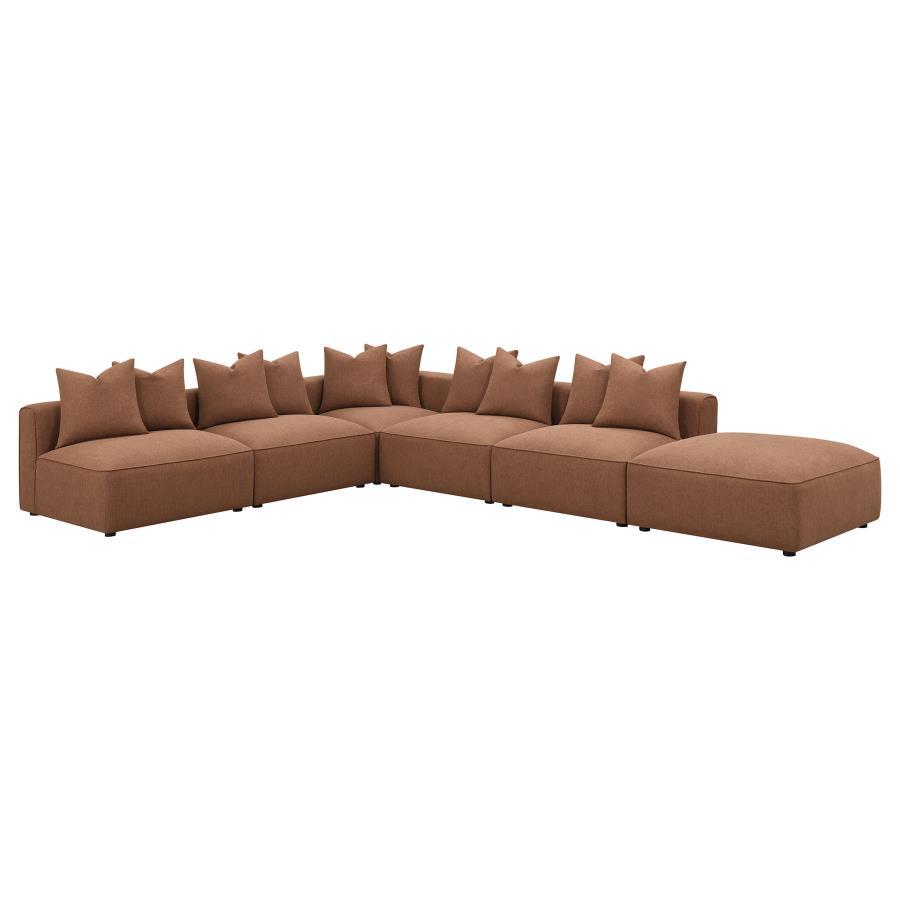 Jennifer - Square Upholstered Ottoman - Terracotta Upholstered Ottoman modern furniture Contempo Furniture