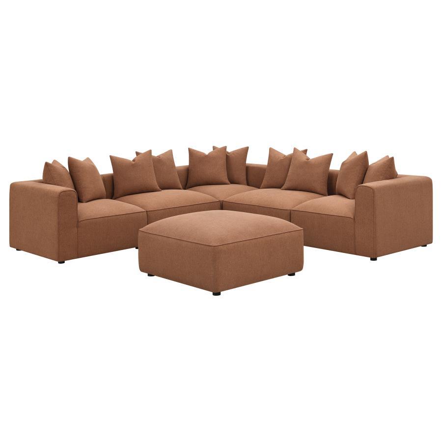 Jennifer - Square Upholstered Ottoman - Terracotta Upholstered Ottoman modern furniture Contempo Furniture