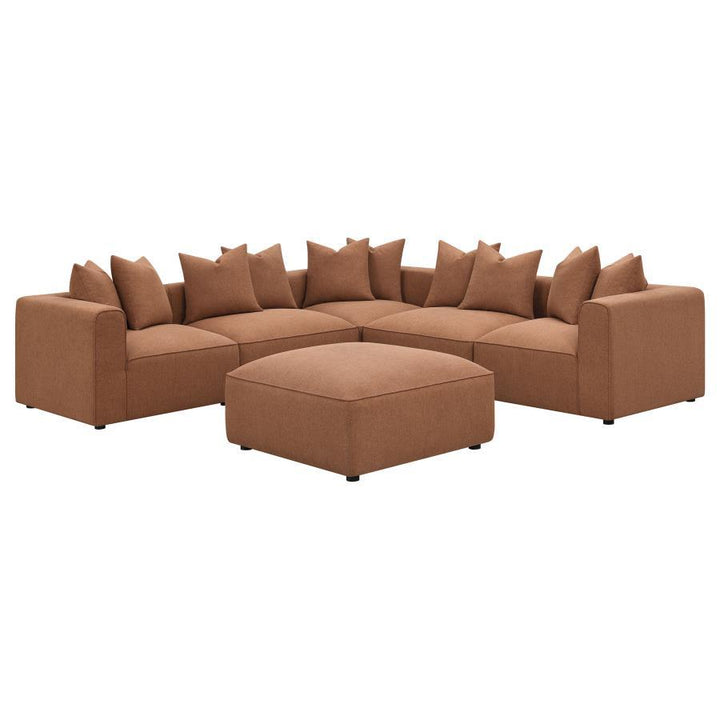 Jennifer - Square Upholstered Ottoman - Terracotta Upholstered Ottoman modern furniture Contempo Furniture