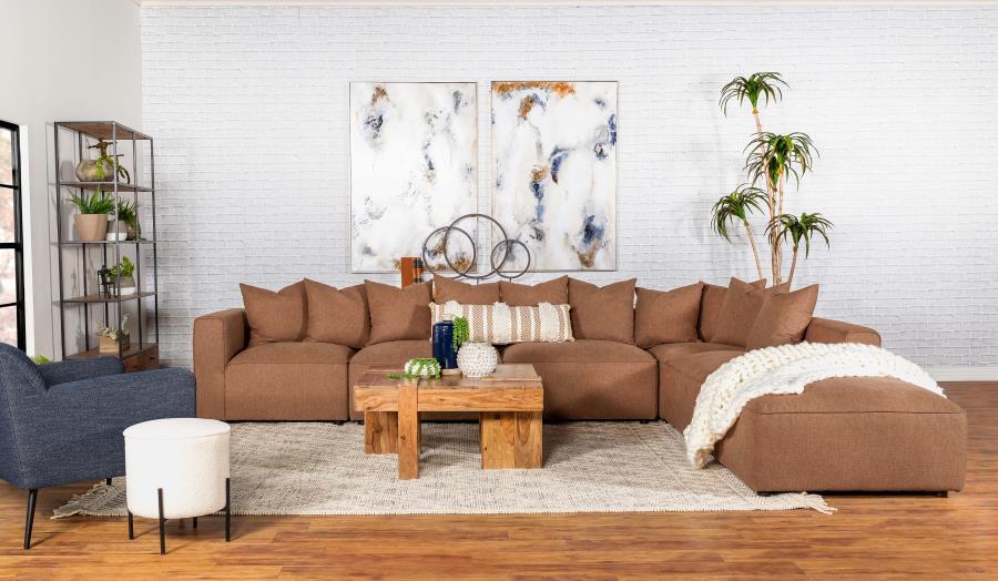 Jennifer - Square Upholstered Ottoman - Terracotta Upholstered Ottoman modern furniture Contempo Furniture