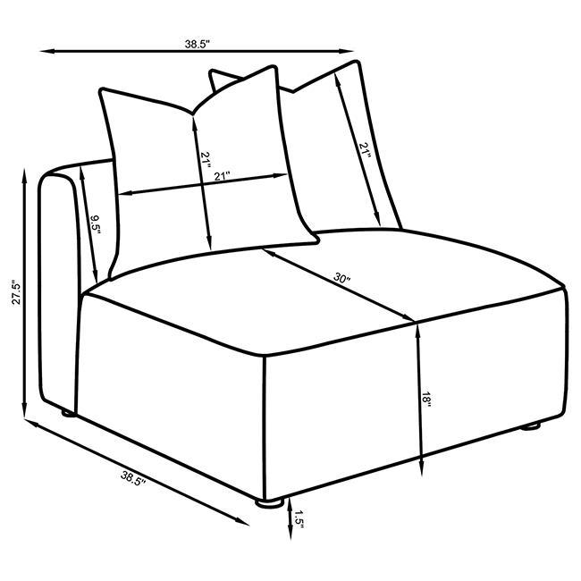 Jennifer - Upholstered Armless Chair - Gray Stationary Chair modern furniture Contempo Furniture
