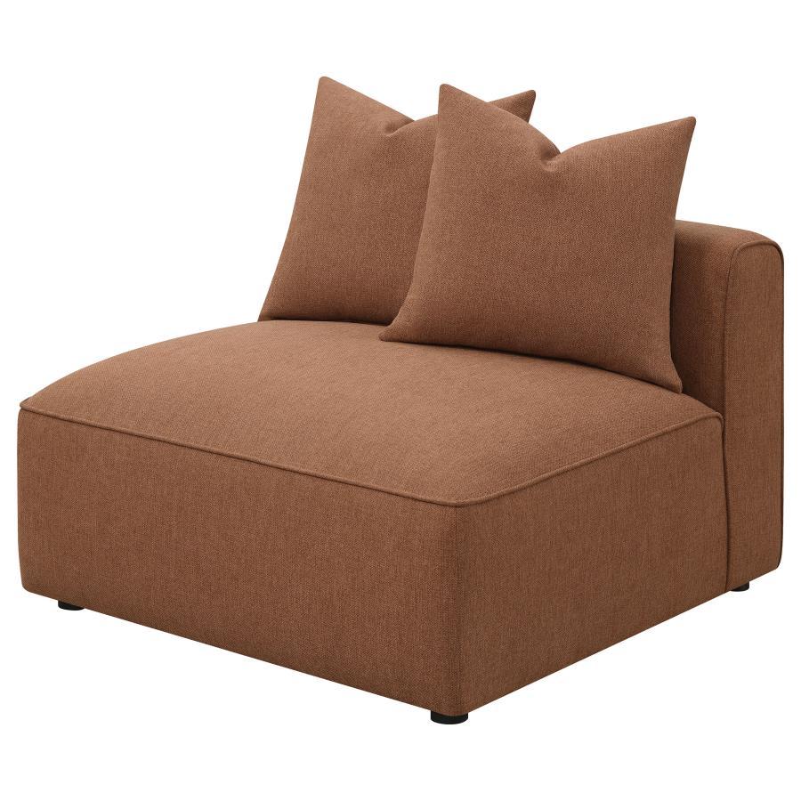 Jennifer - Upholstered Armless Chair - Terracotta Stationary Chair modern furniture Contempo Furniture