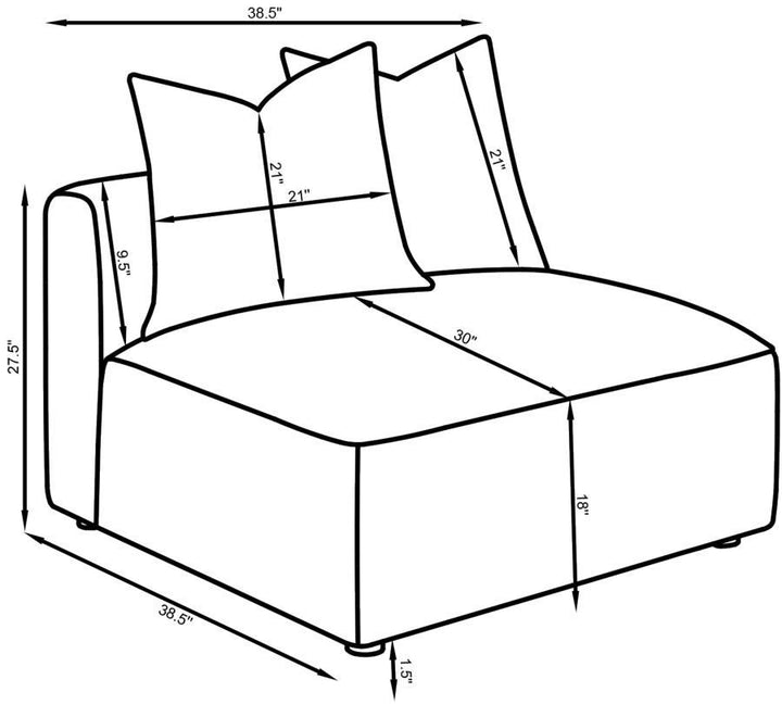 Jennifer - Upholstered Armless Chair - Terracotta Stationary Chair modern furniture Contempo Furniture