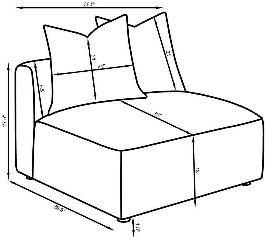 Jennifer - Upholstered Armless Chair - Terracotta Stationary Chair modern furniture Contempo Furniture