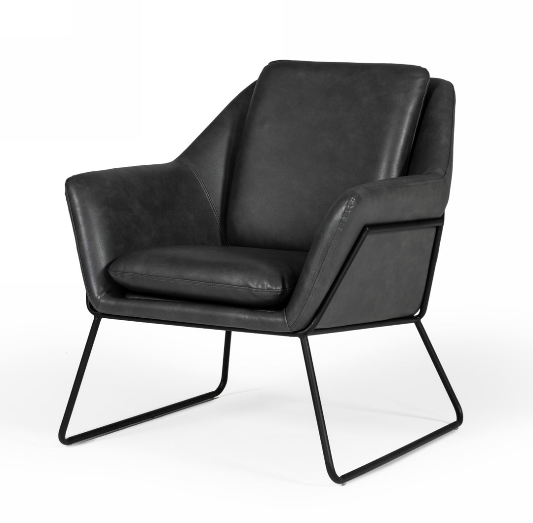 Jennifer - Industrial Dark Grey Eco-Leather Accent Chair