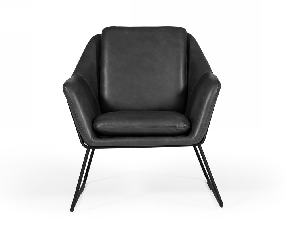 Jennifer - Industrial Dark Grey Eco-Leather Accent Chair - View 2