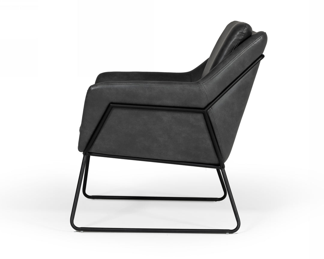Jennifer - Industrial Dark Grey Eco-Leather Accent Chair