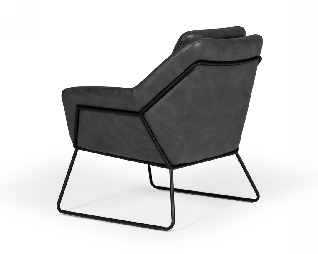 Jennifer - Industrial Dark Grey Eco-Leather Accent Chair