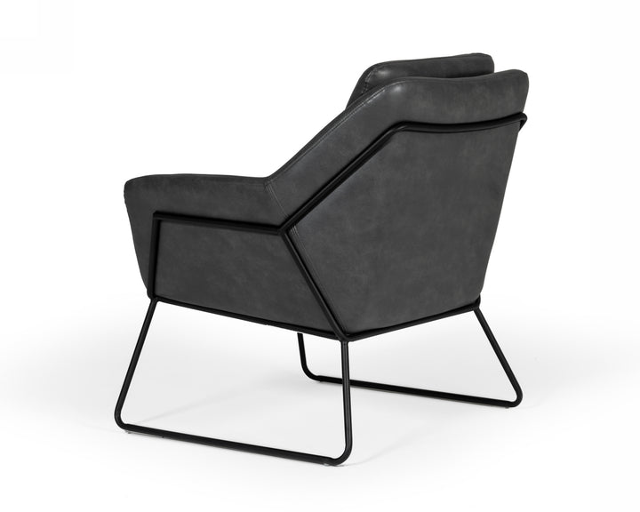 Jennifer - Industrial Dark Grey Eco-Leather Accent Chair